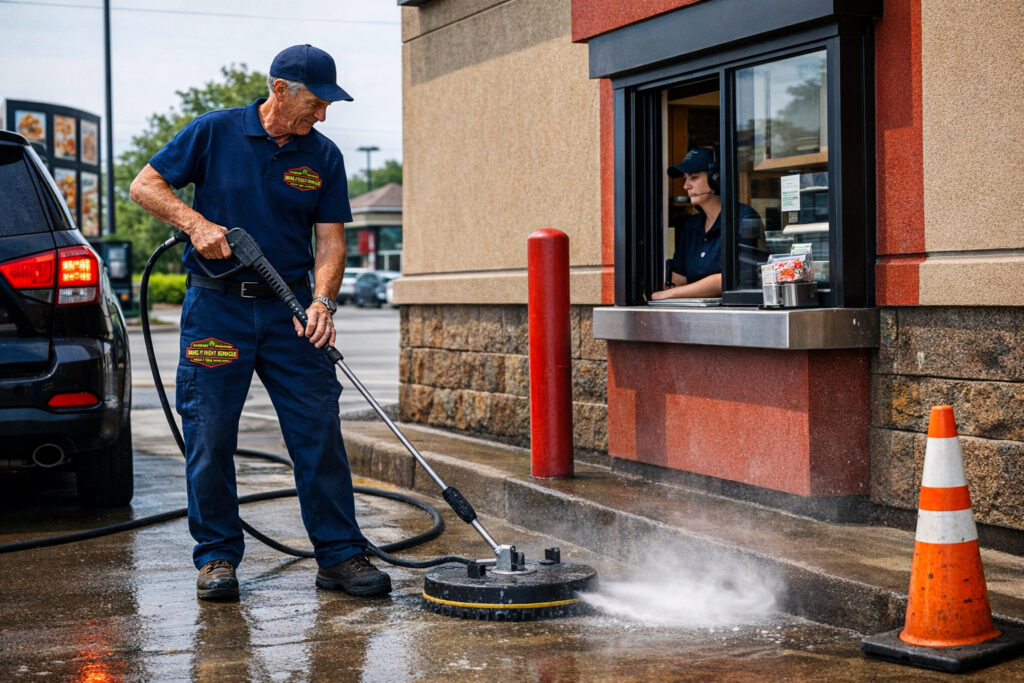 Drive-thru Fast Food Restaurant Power Washing